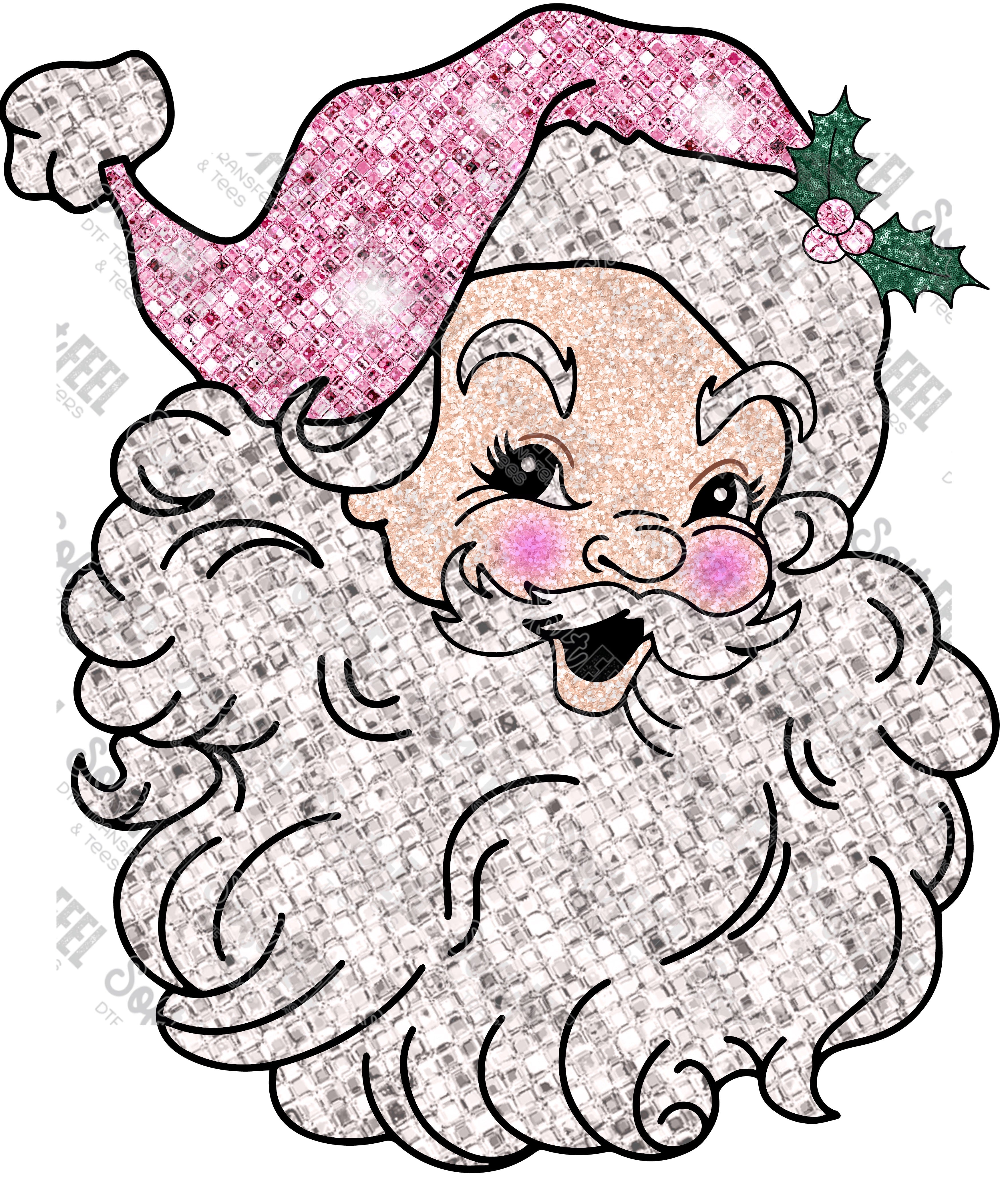 Pink Santa Claus - Christmas - Direct To Film Transfer / DTF - Heat Press Clothing Transfer