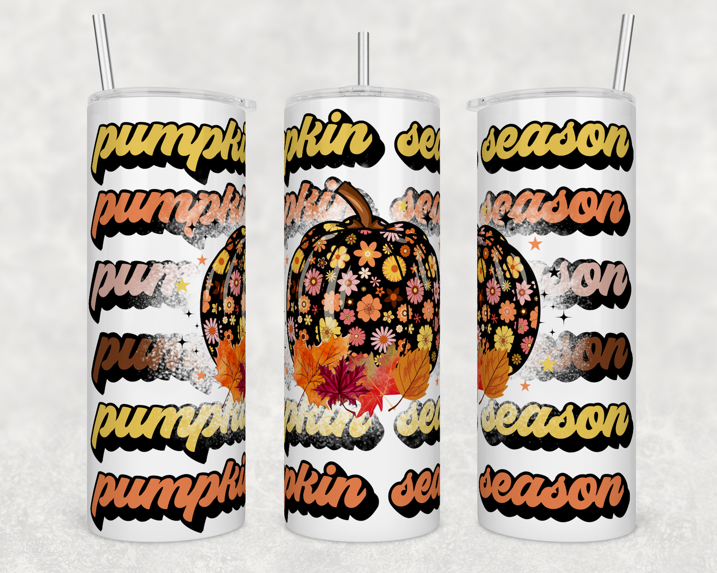 Pumpkin Season Flower - Sublimation or Waterslide Wrap - 20oz and 30oz