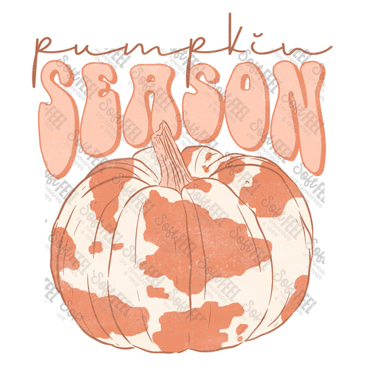 Pumpkin Season Vintage Cow Print - youth / Fall / Halloween Horror - Direct To Film Transfer / DTF - Heat Press Clothing Transfer