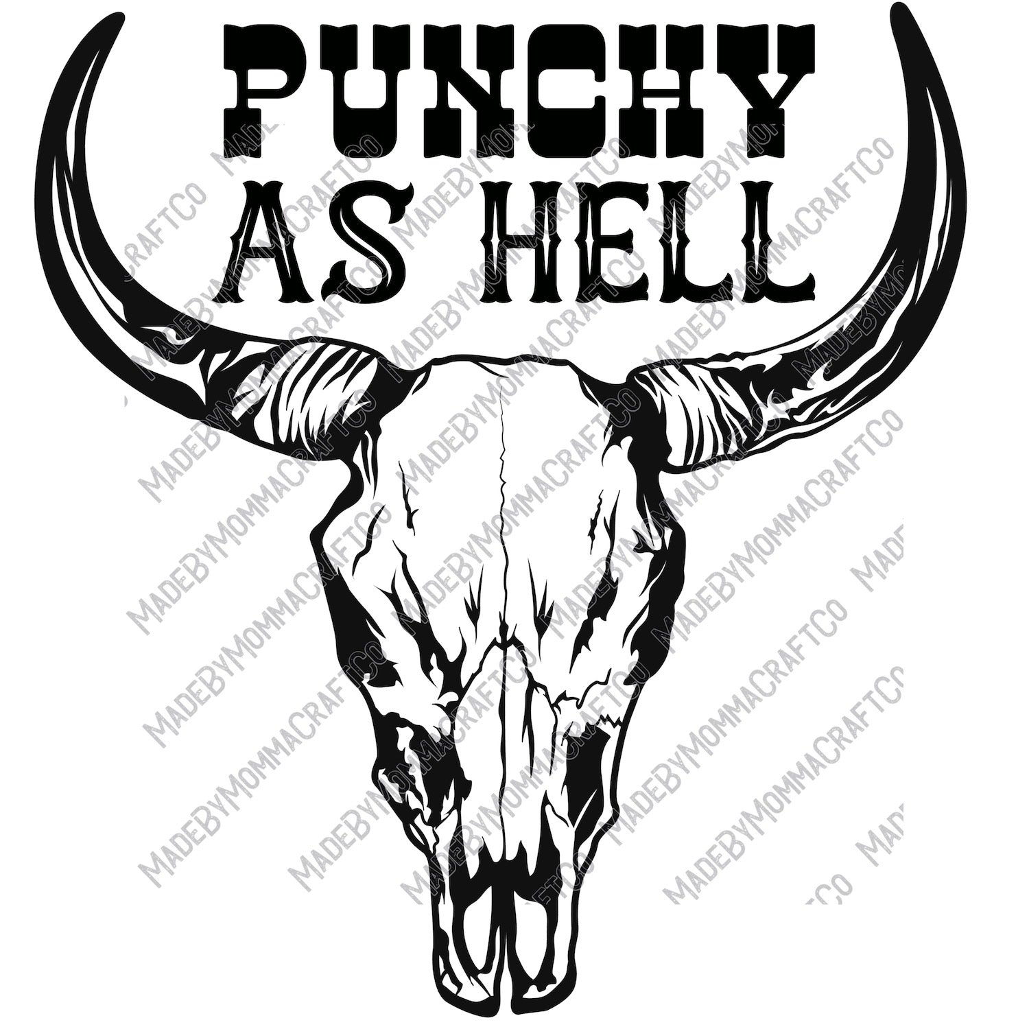 Punchy As Hell Skull - Country Western - Cheat Clear Waterslide™ or White Cast Sticker