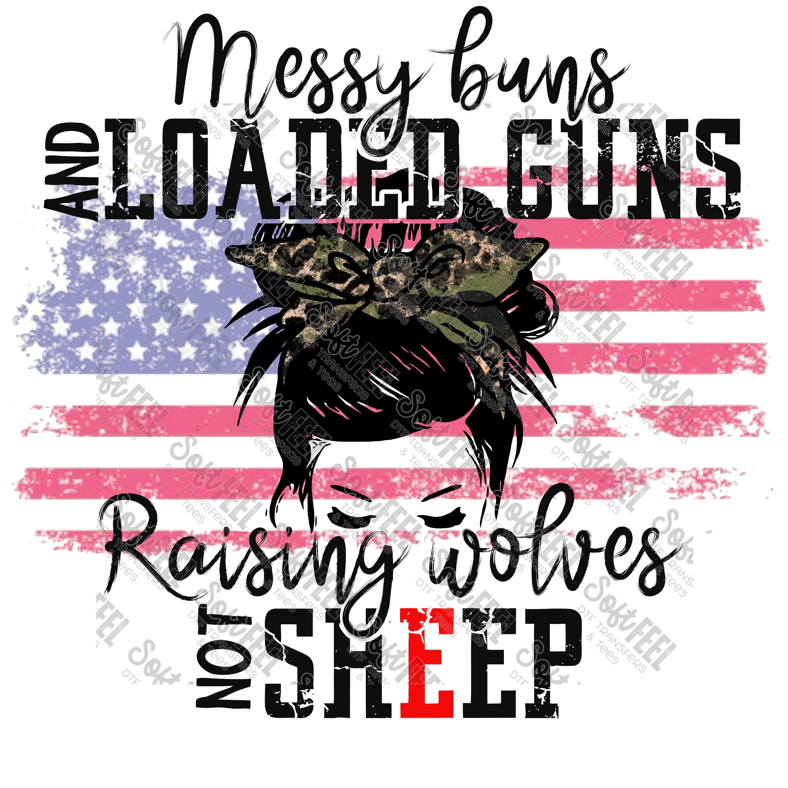 Raising Wolves Not Sheep - Women&#39;s / Patriotic - Direct To Film Transfer / DTF - Heat Press Clothing Transfer