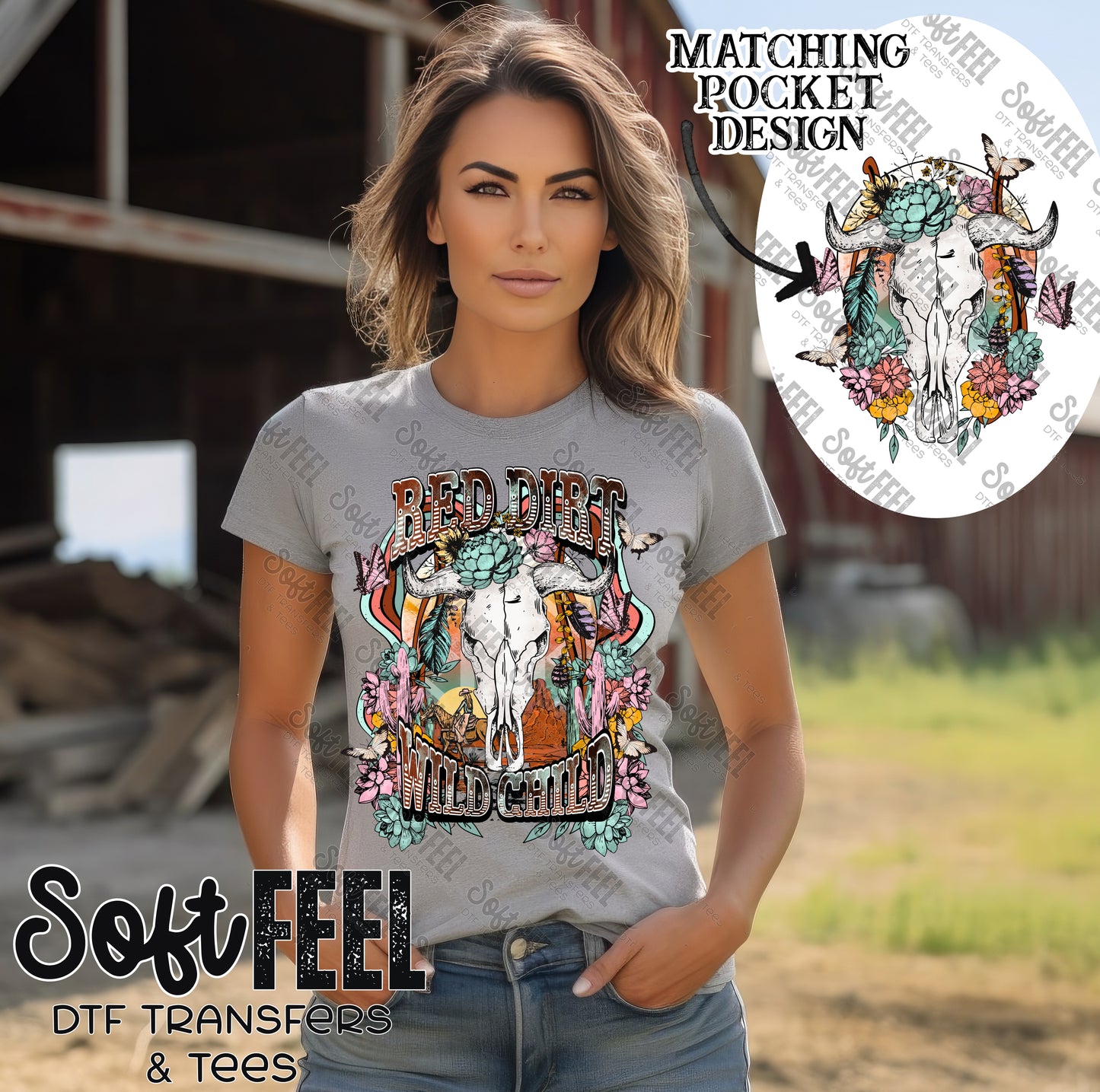 Red Dirt Wild Child - Hippie / Western - Direct To Film Transfer / DTF - Heat Press Clothing Transfer