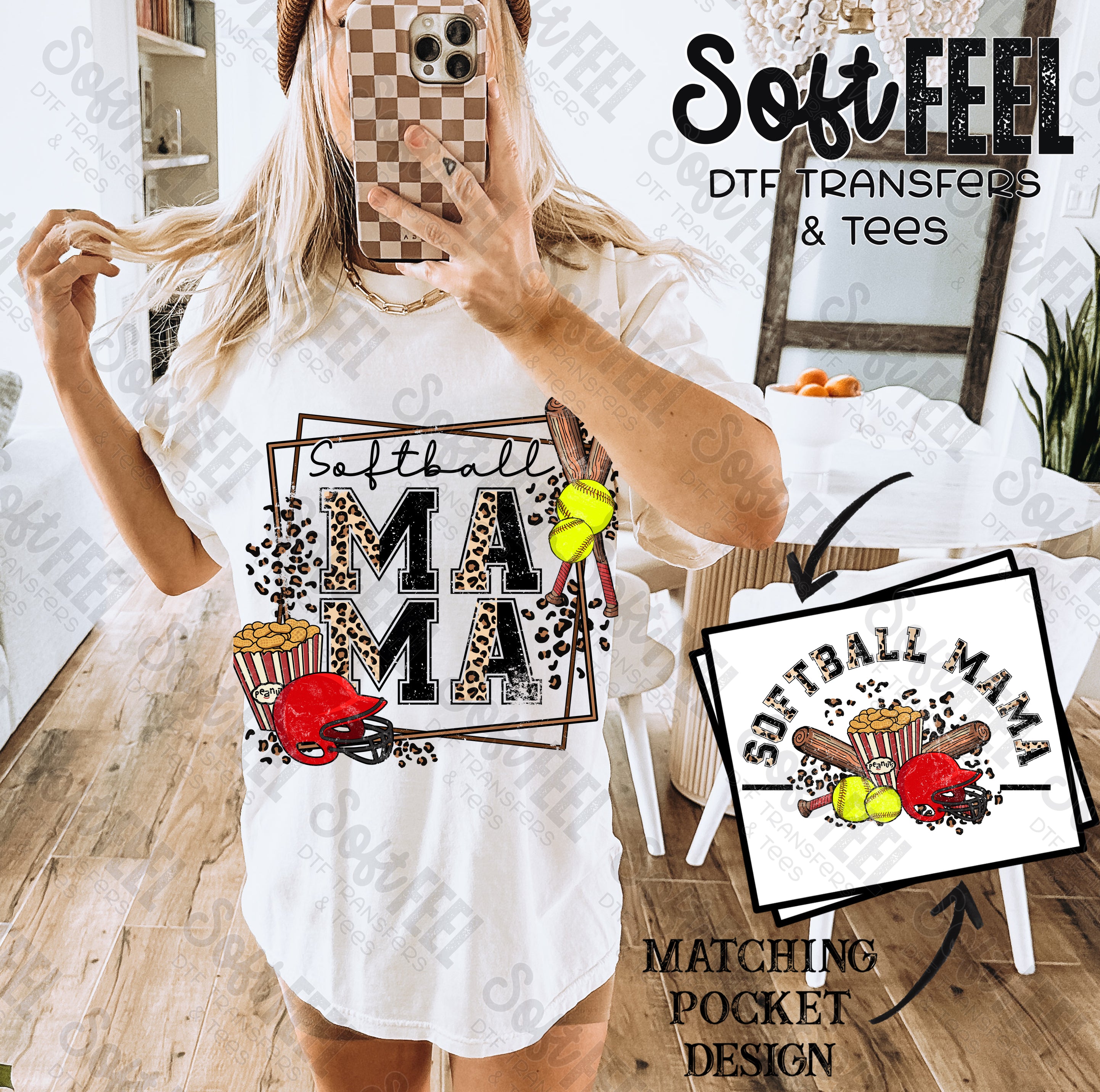 Softball Mama Red - Sports / Women&#39;s - Direct To Film Transfer / DTF - Heat Press Clothing Transfer