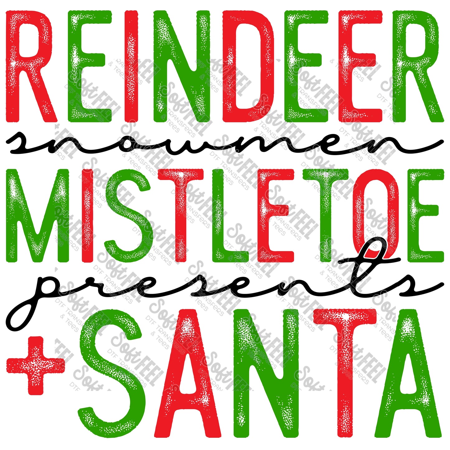 Reindeer Snowmen Santa - Christmas - Direct To Film Transfer / DTF - Heat Press Clothing Transfer