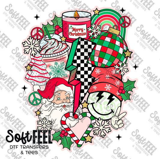 Retro Green Red Christmas Collage - Christmas - Direct To Film Transfer / DTF - Heat Press Clothing Transfer