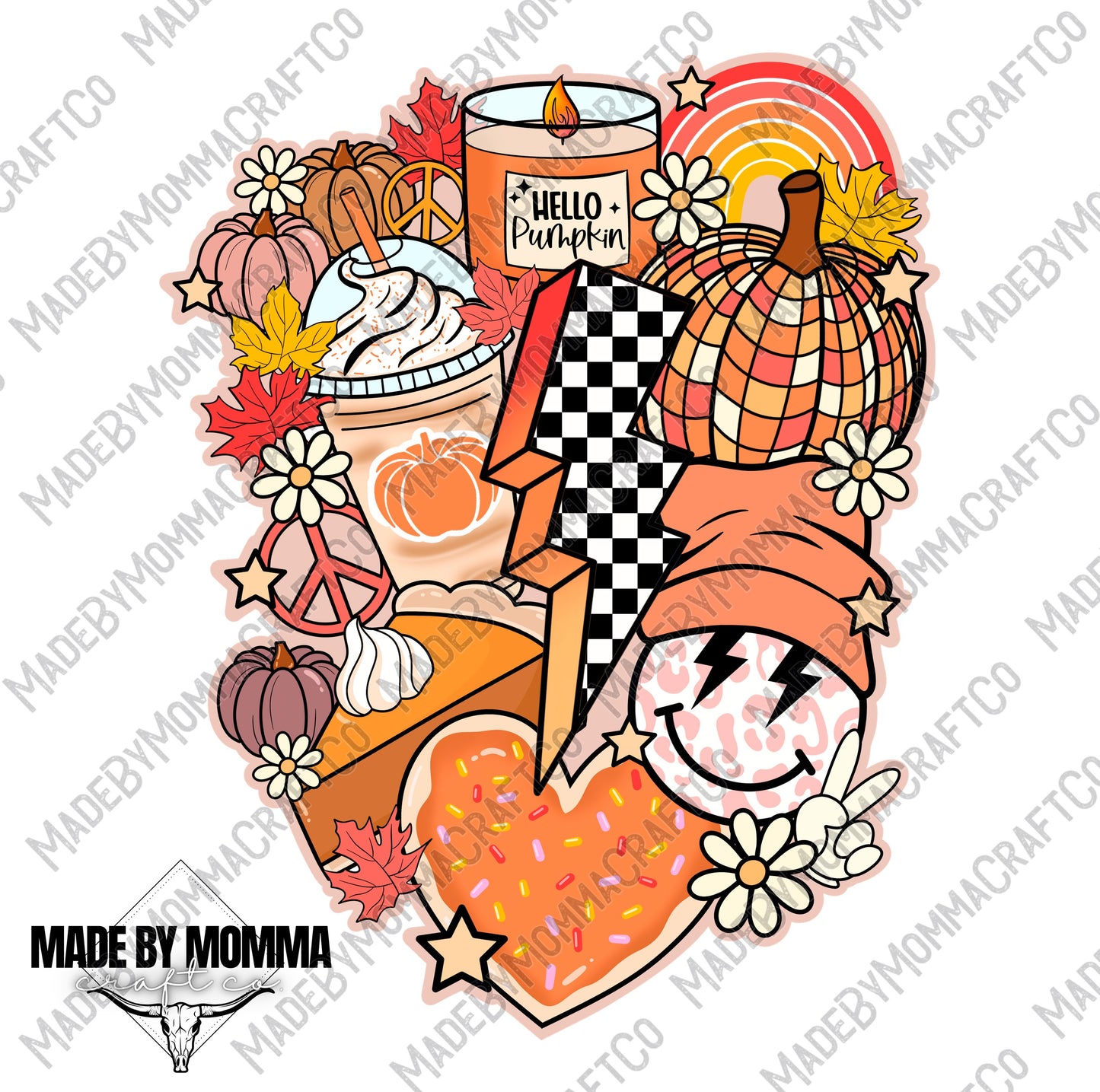 Retro Pumpkin Collage - Fall - Cheat Clear Waterslide™ or White Cast Sticker