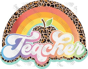 Teacher Rainbow - Retro / Occupations / School and Teacher - Direct To Film Transfer / DTF - Heat Press Clothing Transfer