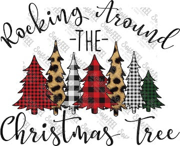 Rocking Around The Christmas Tree - Christmas / Retro / Women's - Direct To Film Transfer / DTF - Heat Press Clothing Transfer