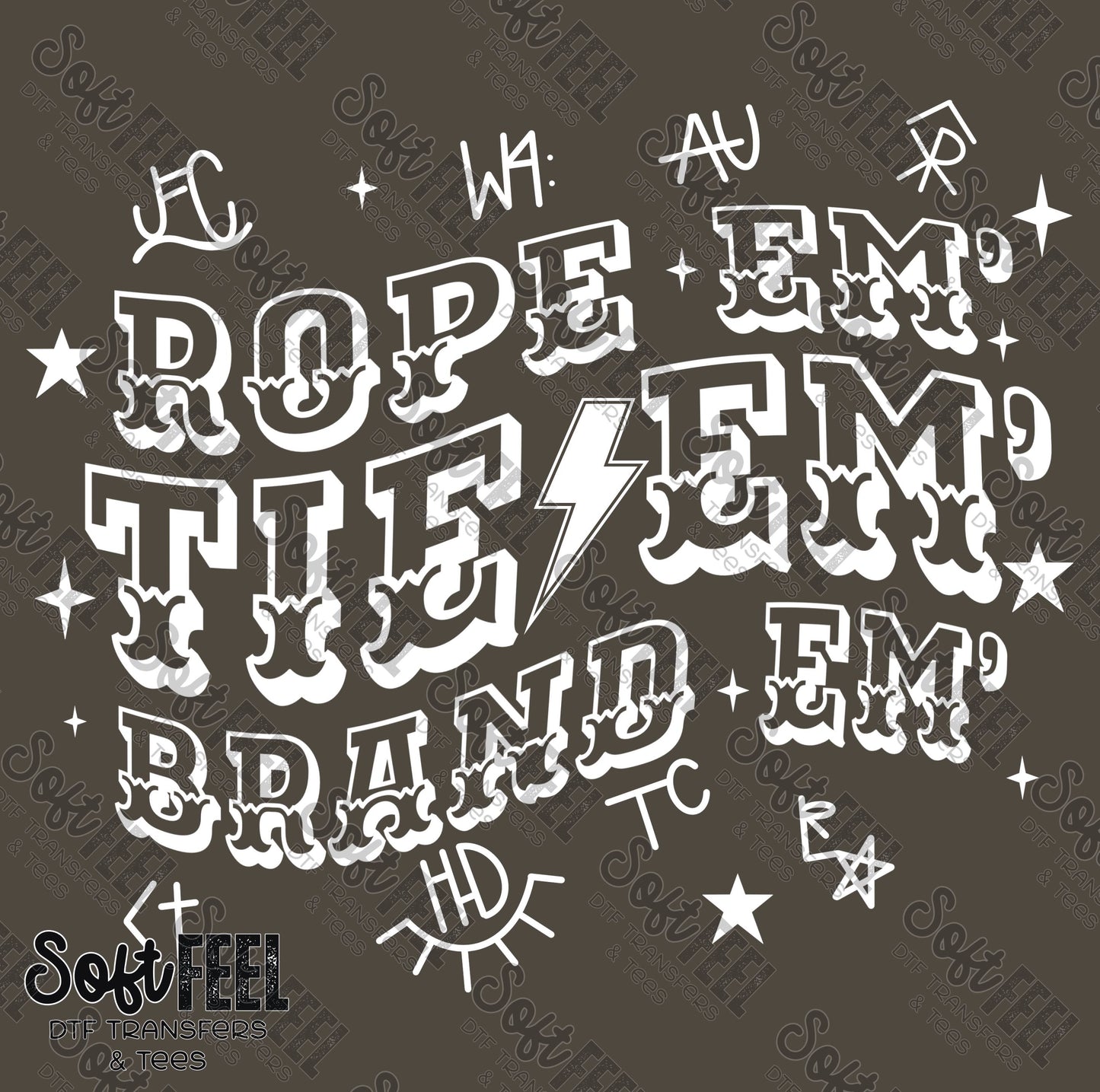 Rope Em Brand Em - Country Western - Direct To Film Transfer / DTF - Heat Press Clothing Transfer