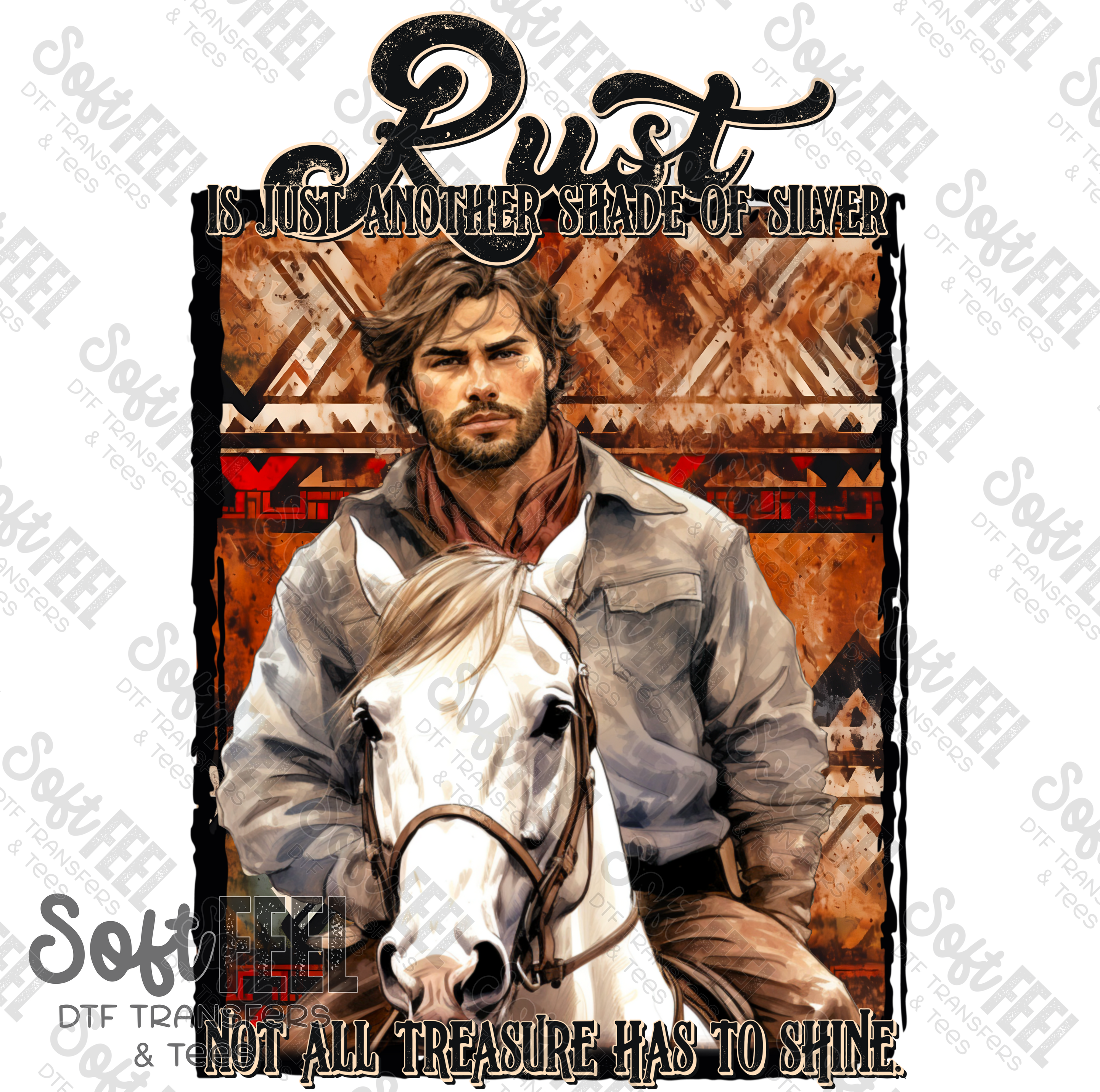 Rust Cowboy - Country Western / Women&#39;s - Direct To Film Transfer / DTF - Heat Press Clothing Transfer