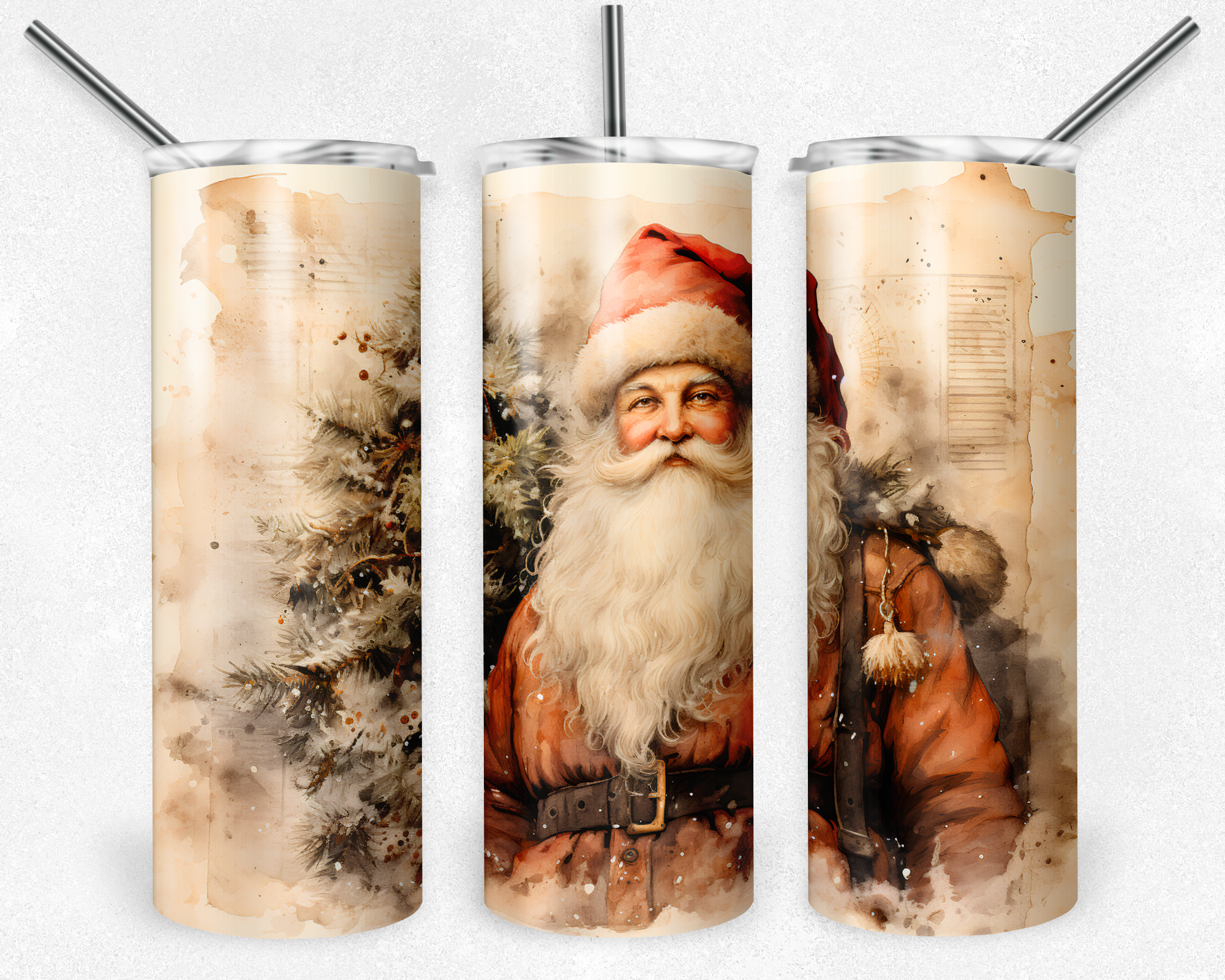 Painted Santa - Sublimation or Waterslide Wrap - 20oz and 30oz