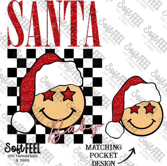 Santa Baby Checkered - Christmas - Direct To Film Transfer / DTF - Heat Press Clothing Transfer