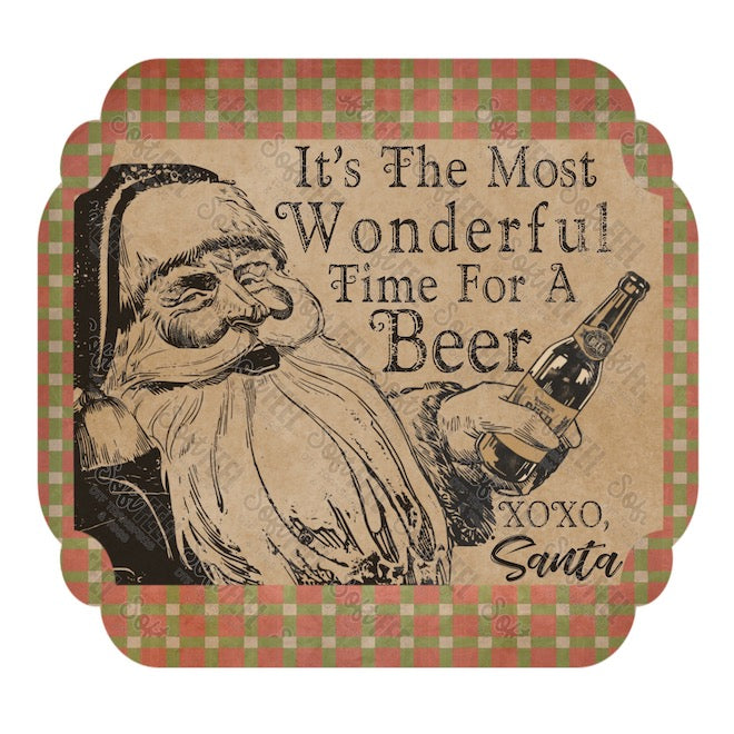 Santa Beer - Christmas / Country Western - Direct To Film Transfer / DTF - Heat Press Clothing Transfer