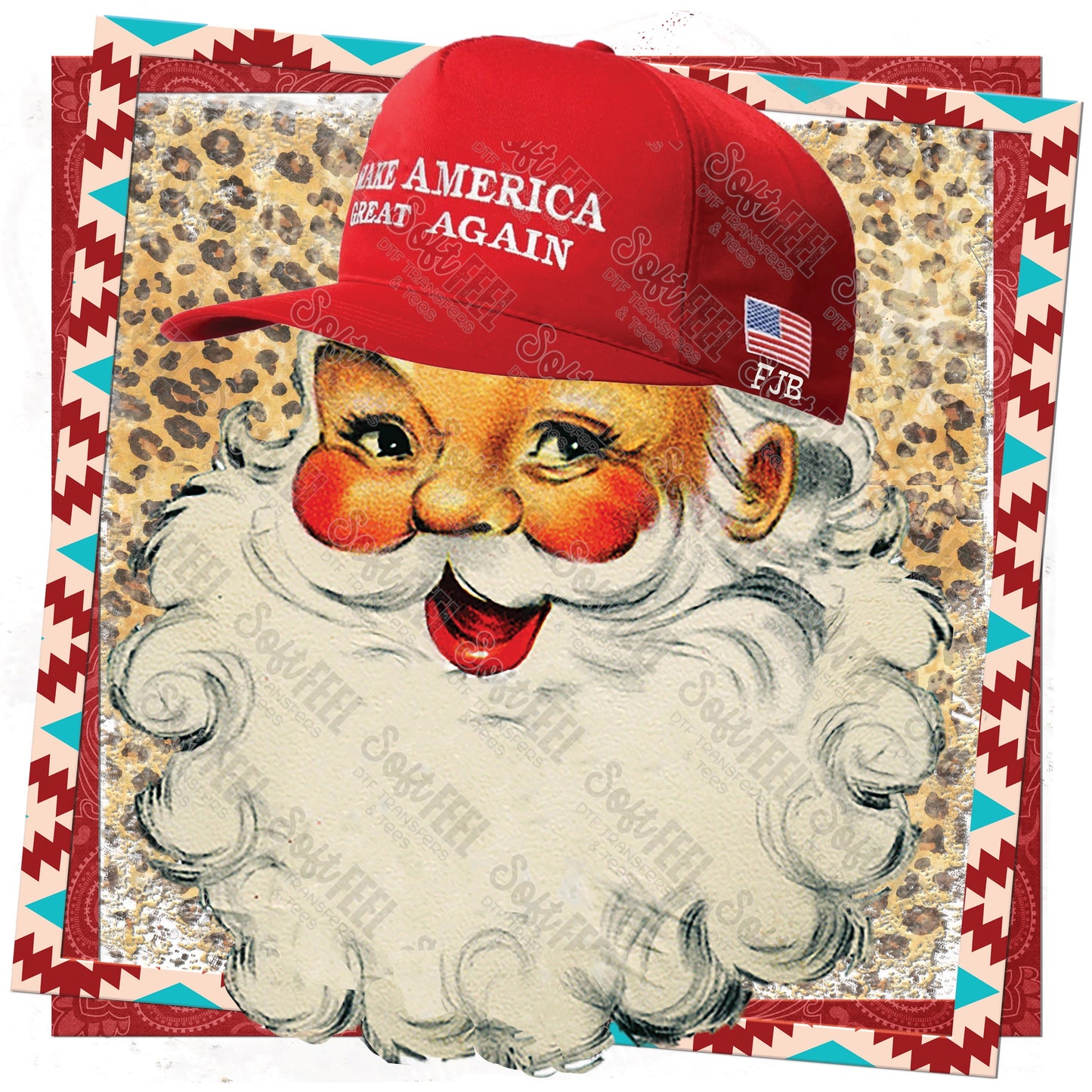 Santa Maga Leopard FJB - Christmas / Political  - Direct To Film Transfer / DTF - Heat Press Clothing Transfer