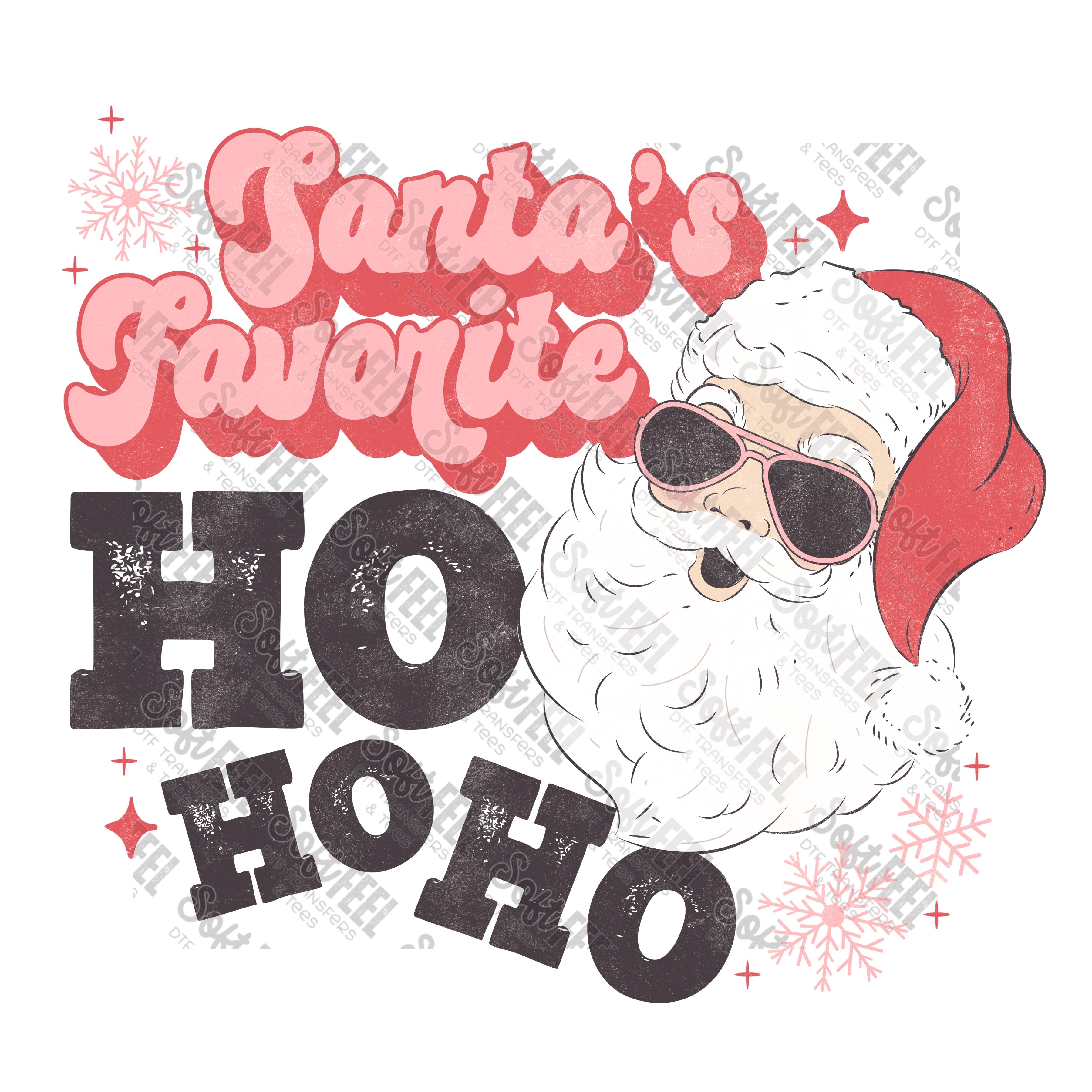 Santas Favorite Ho Ho Ho - Women&#39;s / Christmas / Retro - Direct To Film Transfer / DTF - Heat Press Clothing Transfer