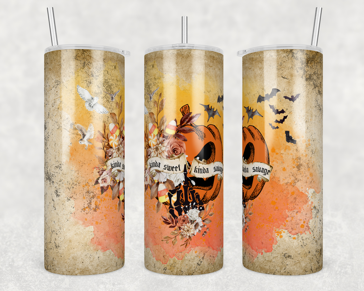 Sweet Savage Pumpkin - Halloween - Sublimation or Waterslide Wrap - 20oz and 30oz