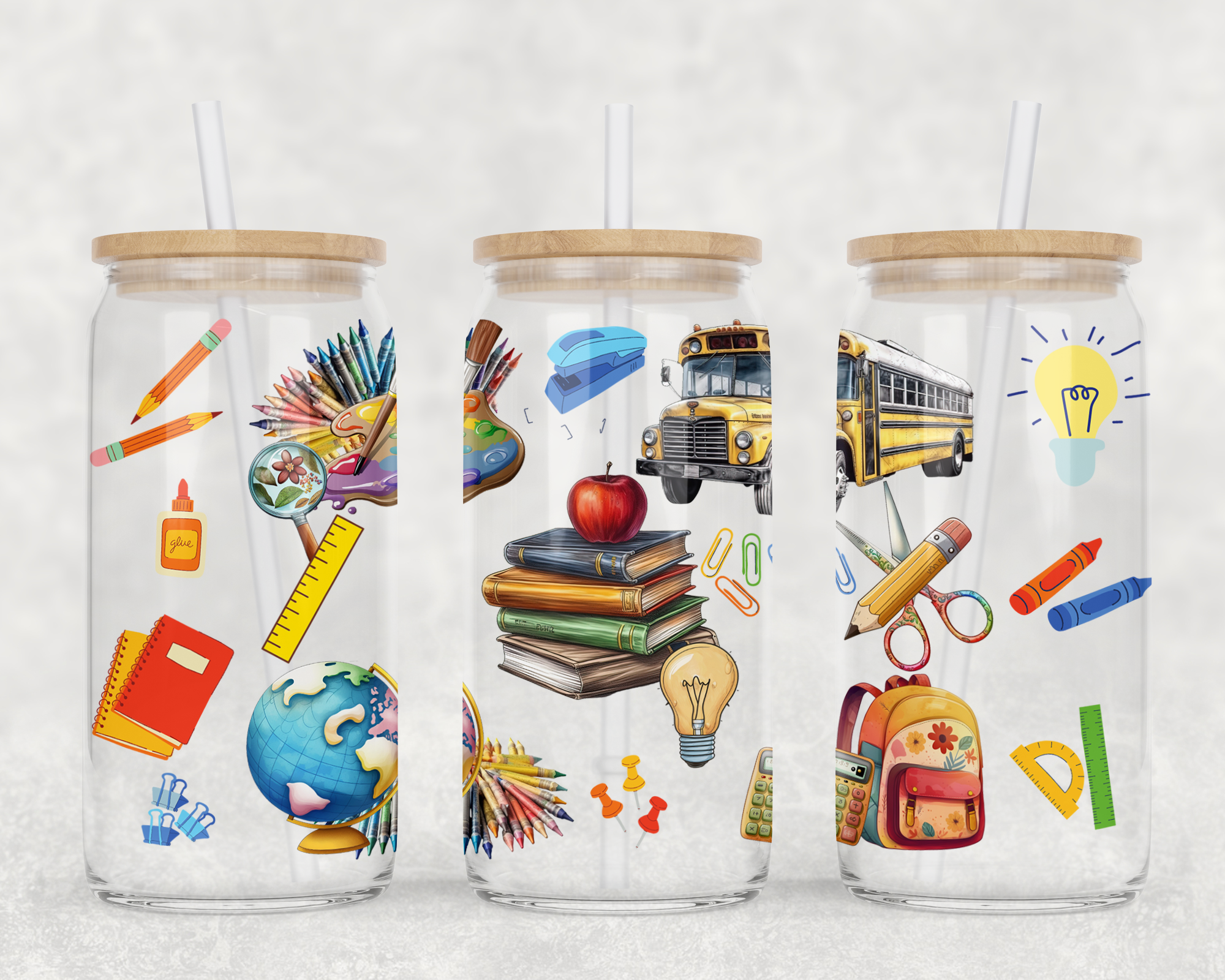 School Collage Sublimation Libbey Can Wrap