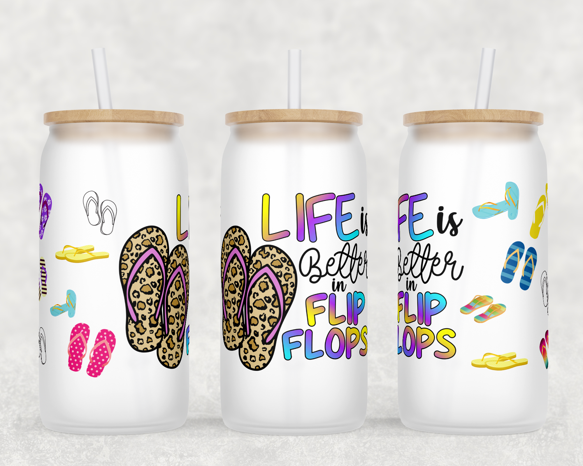 Flip Flops Sublimation Libbey Can Wrap