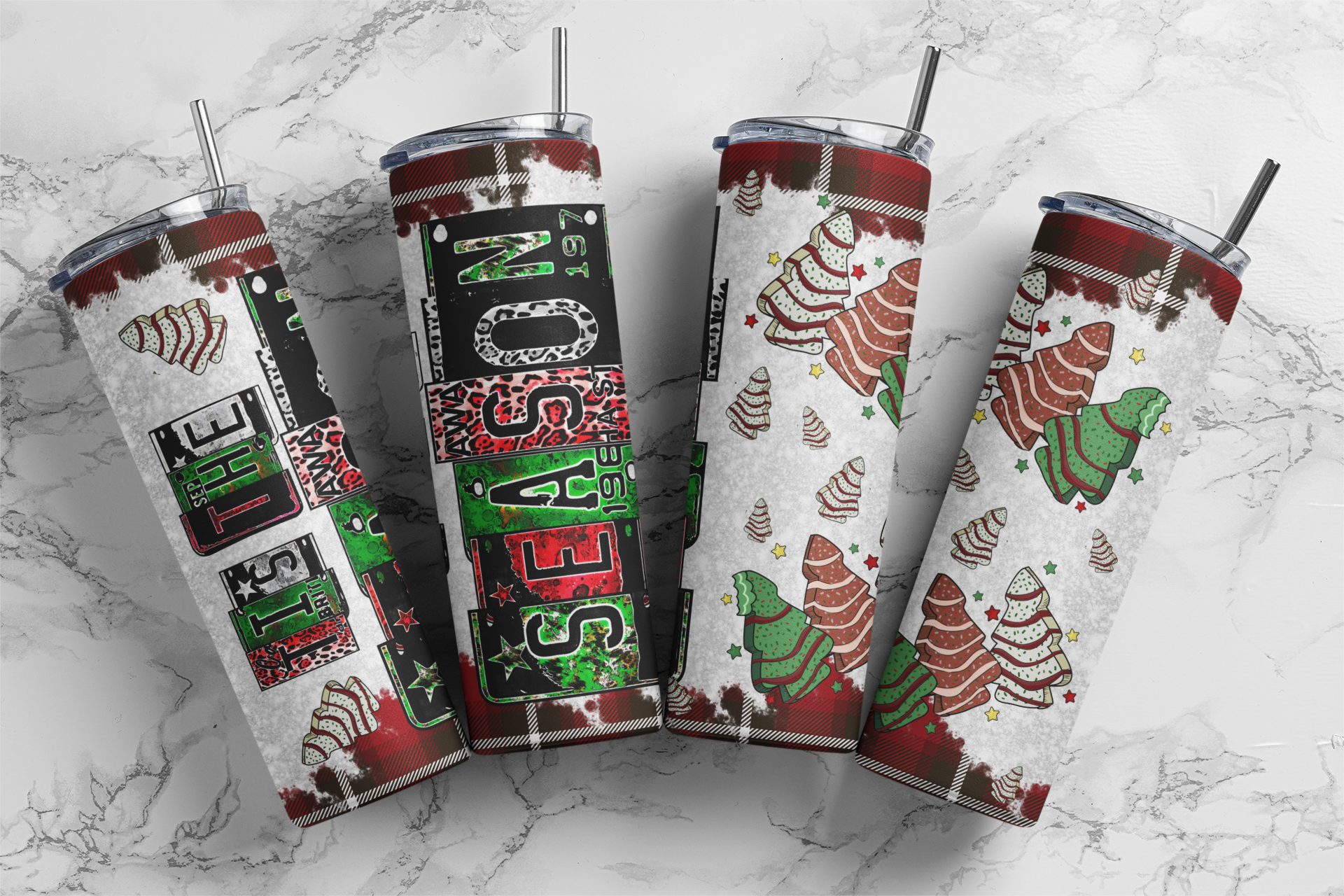 Season Trees License Plate - Sublimation or Waterslide Wrap - 20oz and 30oz