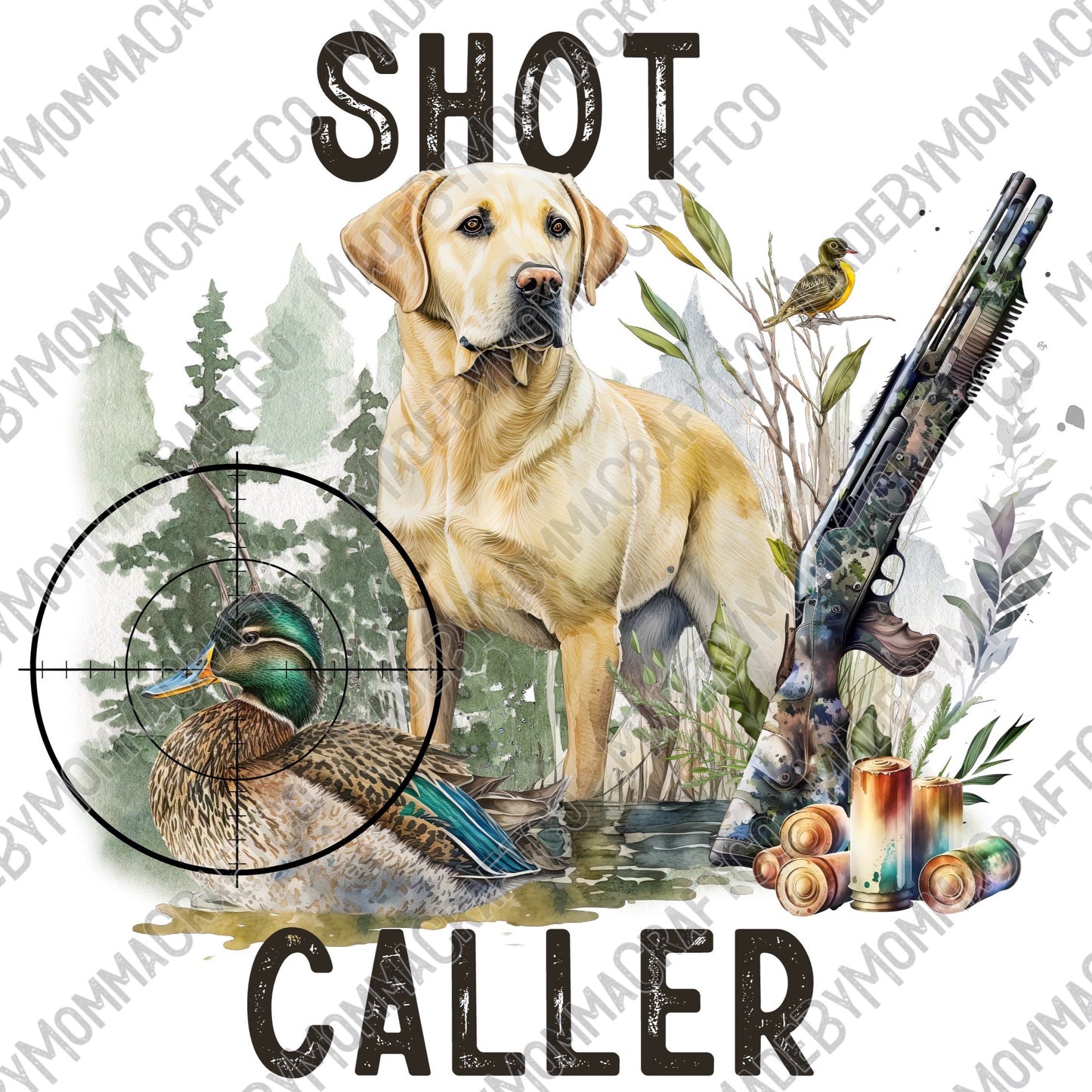 Shot Caller Bird Dog Yellow Lab - Cheat Clear Waterslide™ or White Cast Sticker