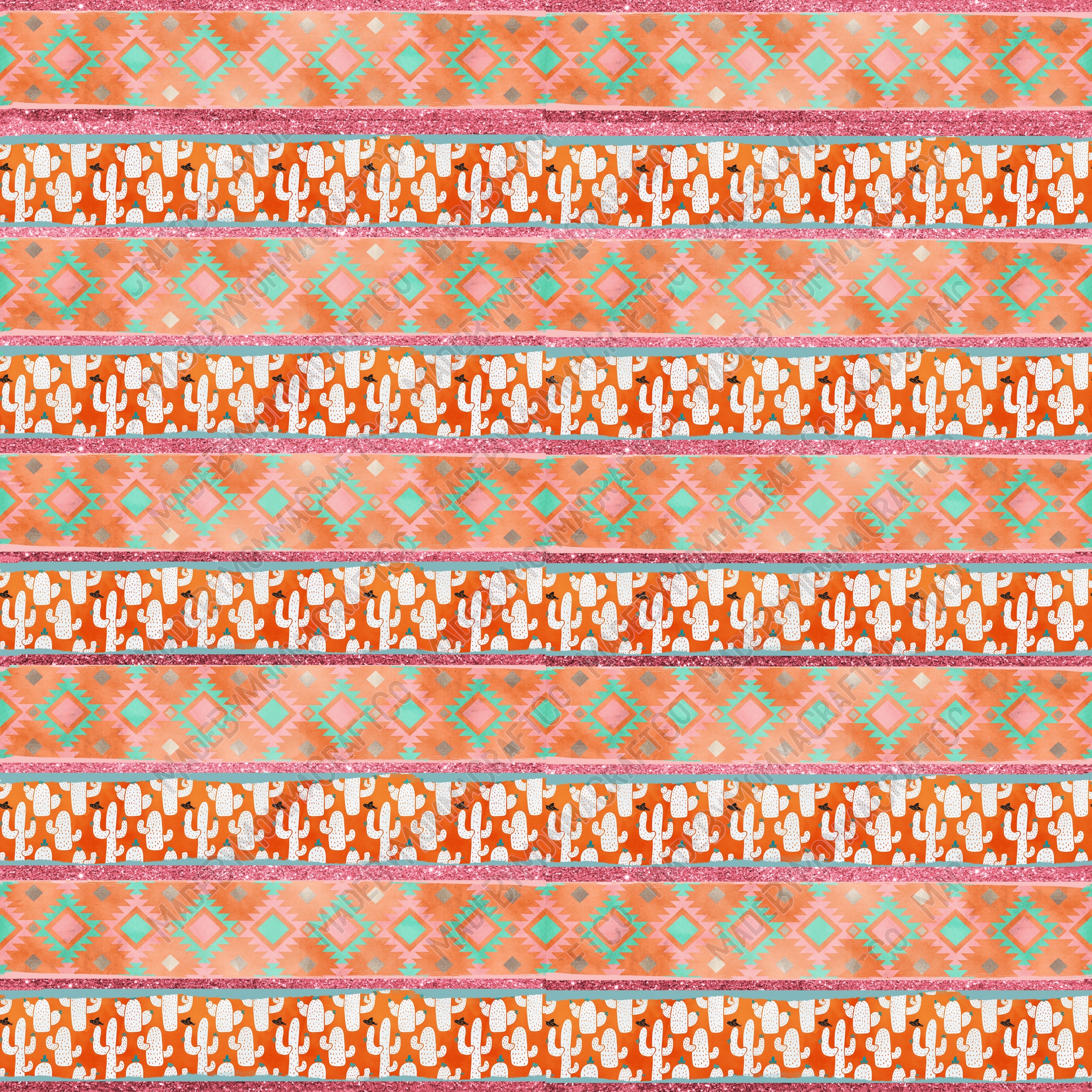 Aztec Cactus slpaper1d - Vinyl Or Waterslide Seamless Wrap