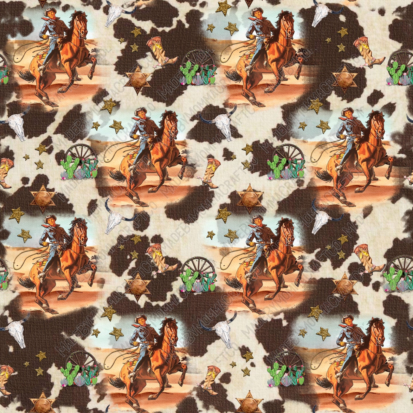 Cowboy Cowhide slpaper1i - Vinyl Or Waterslide Seamless Wrap