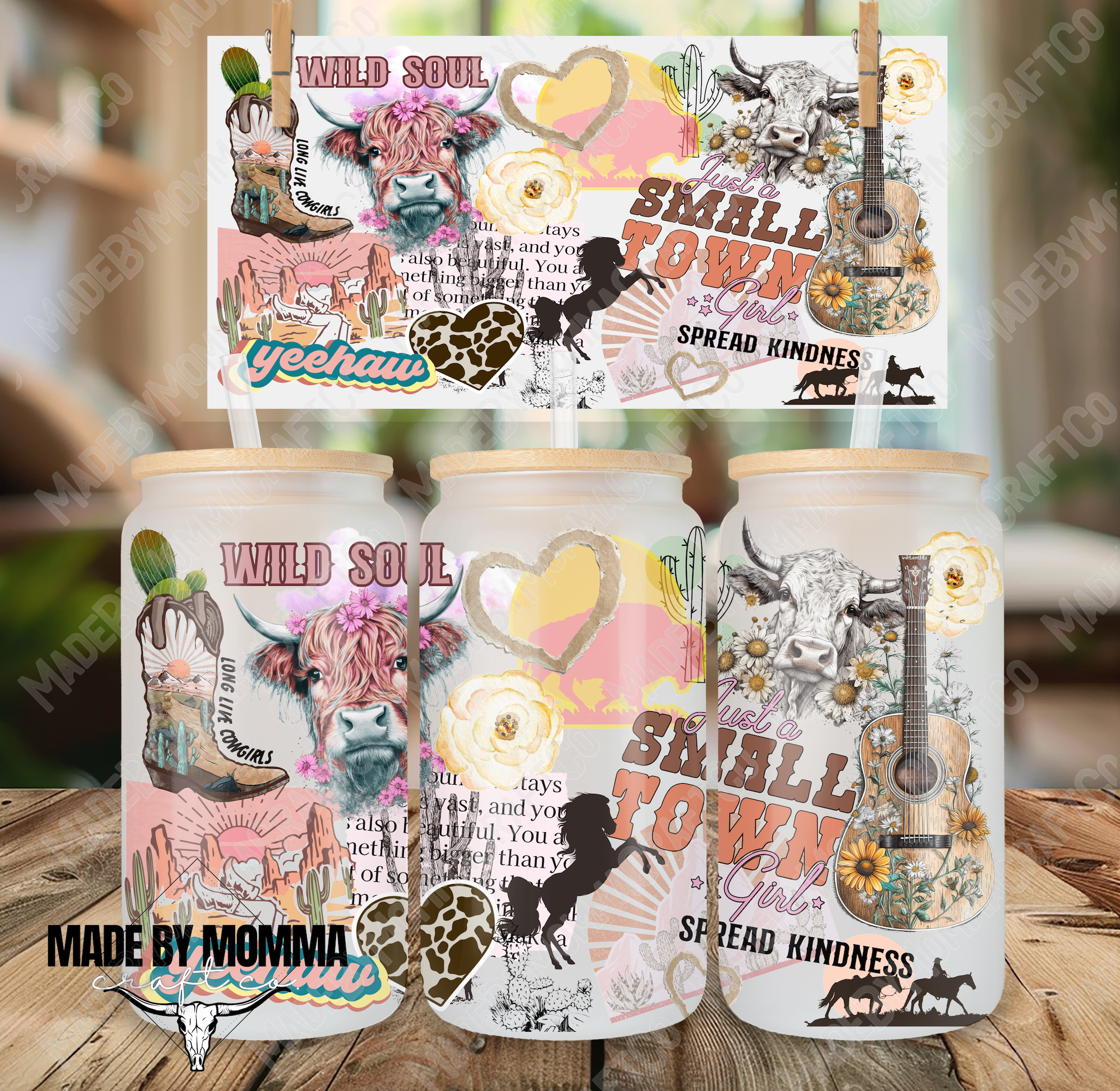 Small Town Cowgirl 16oz UV DTF or Sublimation Wrap