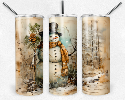 Vintage Snowman - Sublimation or Waterslide Wrap - 20oz and 30oz