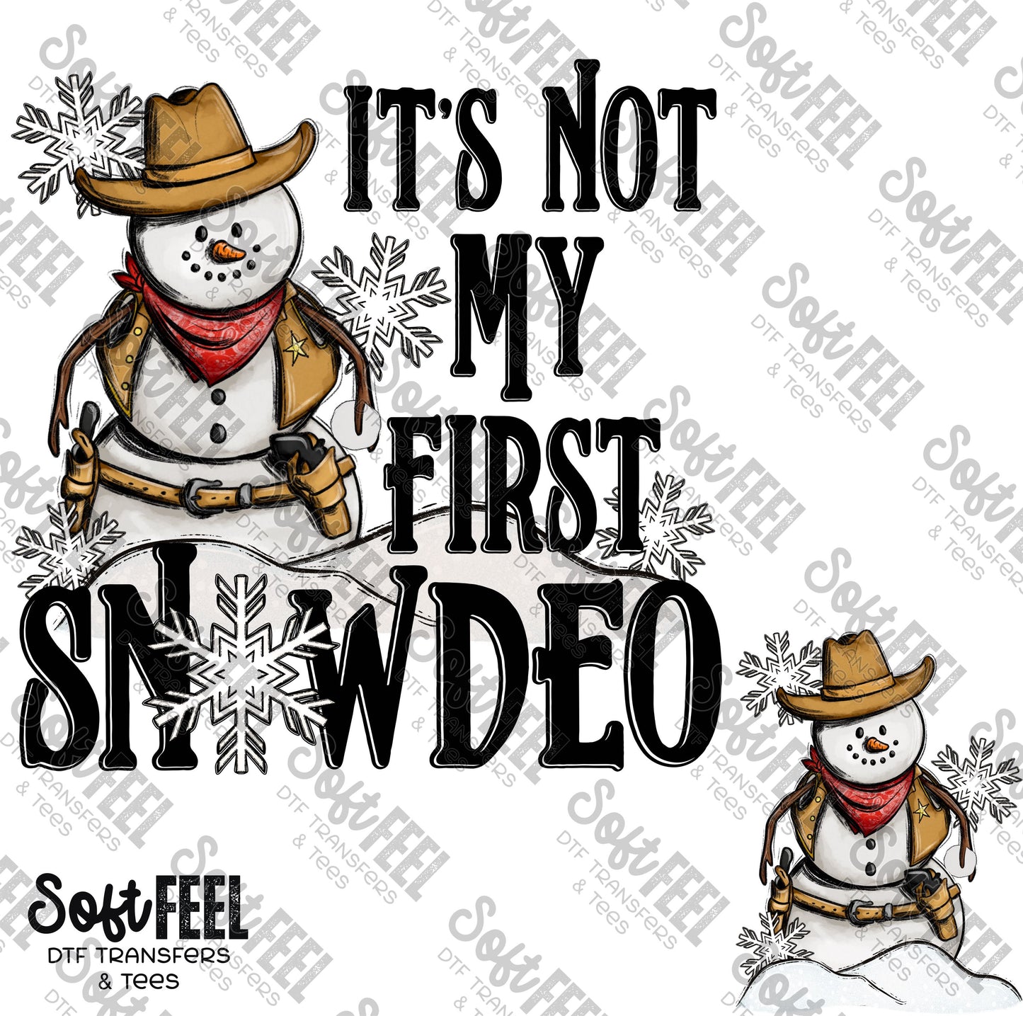 Snowdeo Cowboy Snowman with Sleeves - Christmas - Direct To Film Transfer / DTF - Heat Press Clothing Transfer