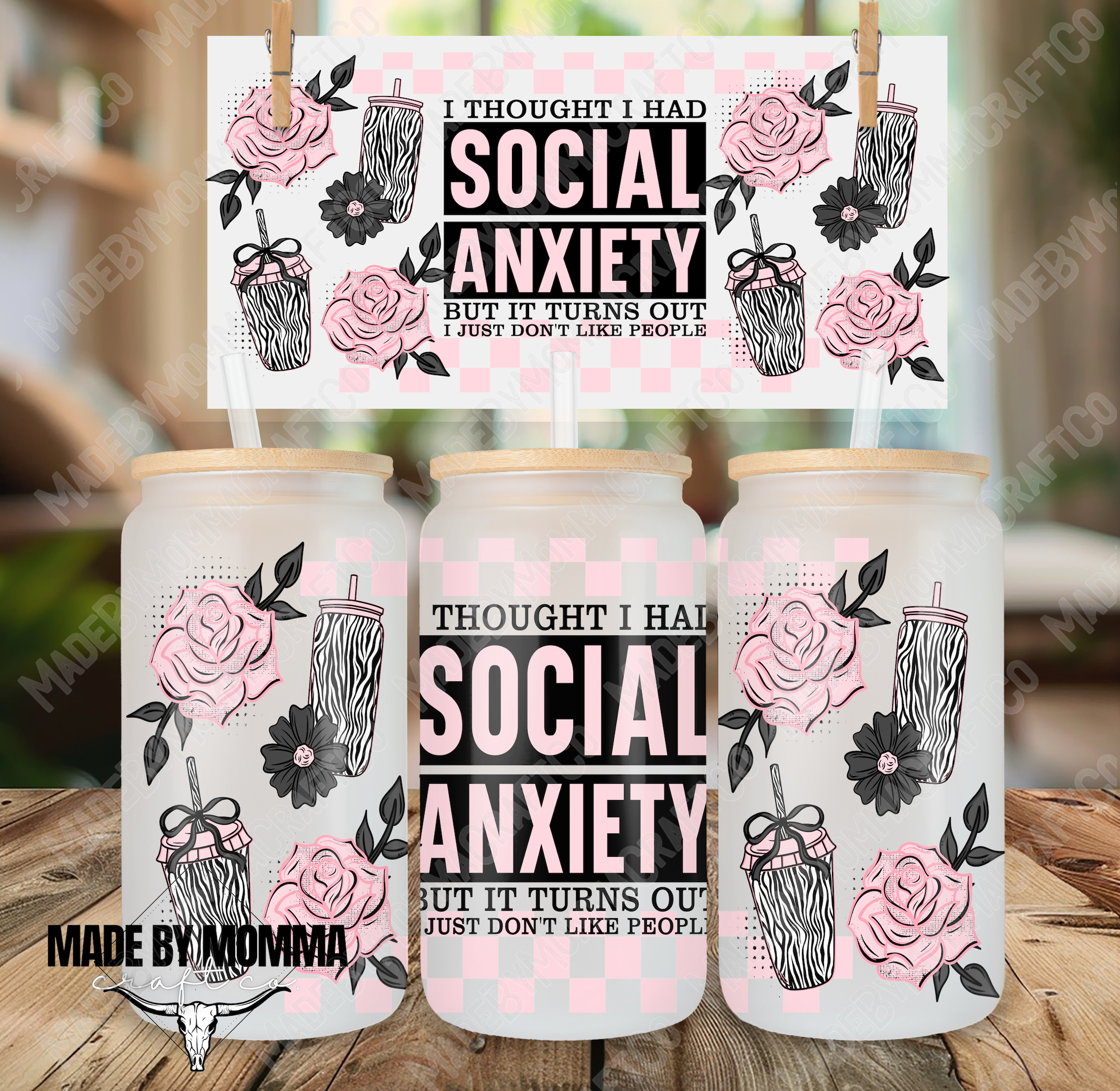 Social Anxiety 16oz UV DTF or Sublimation Wrap