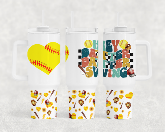 Softball Sport - 40oz Handle Tumbler - Sublimation or Waterslide Wrap