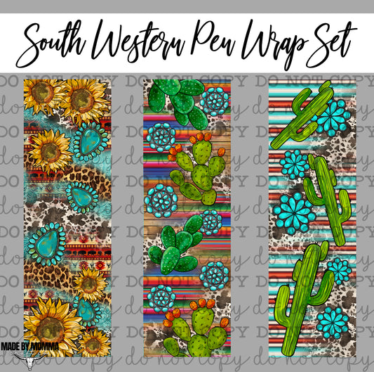 Southwestern Set Of 3 Printed Pen Wraps