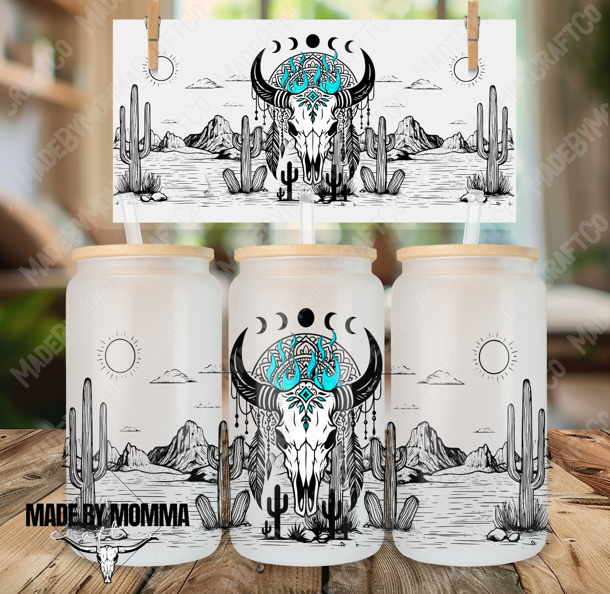 Southwestern Skull Western 16oz UV DTF or Sublimation Wrap