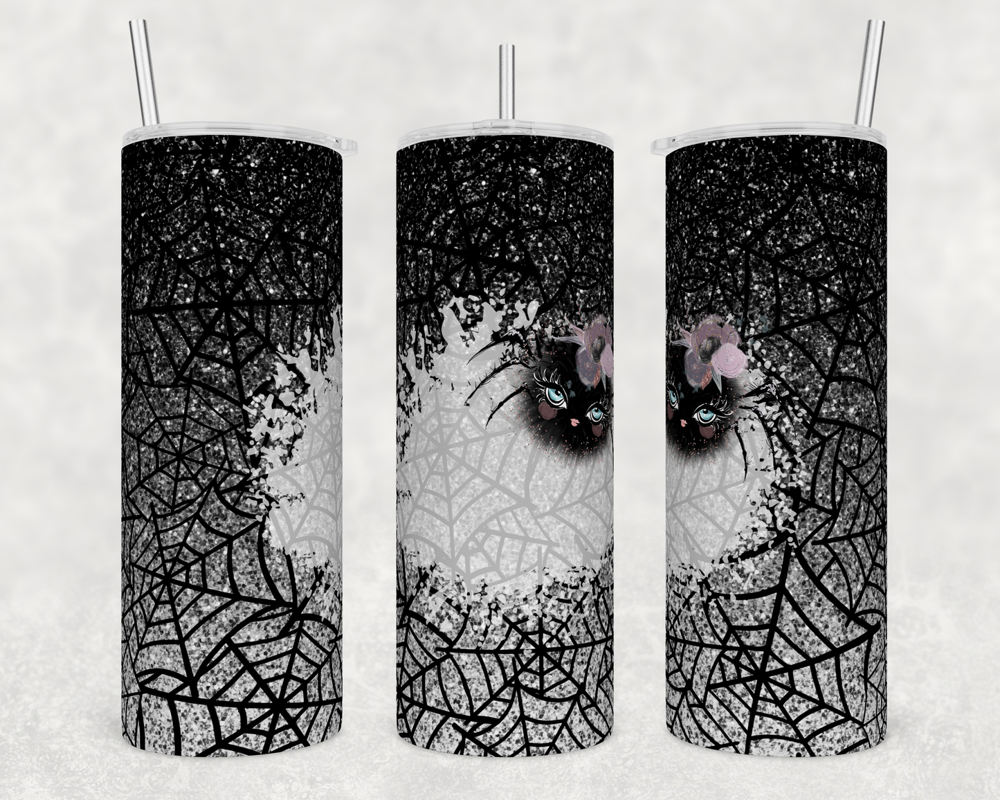 Black Spider - Halloween - Sublimation or Waterslide Wrap - 20oz and 30oz