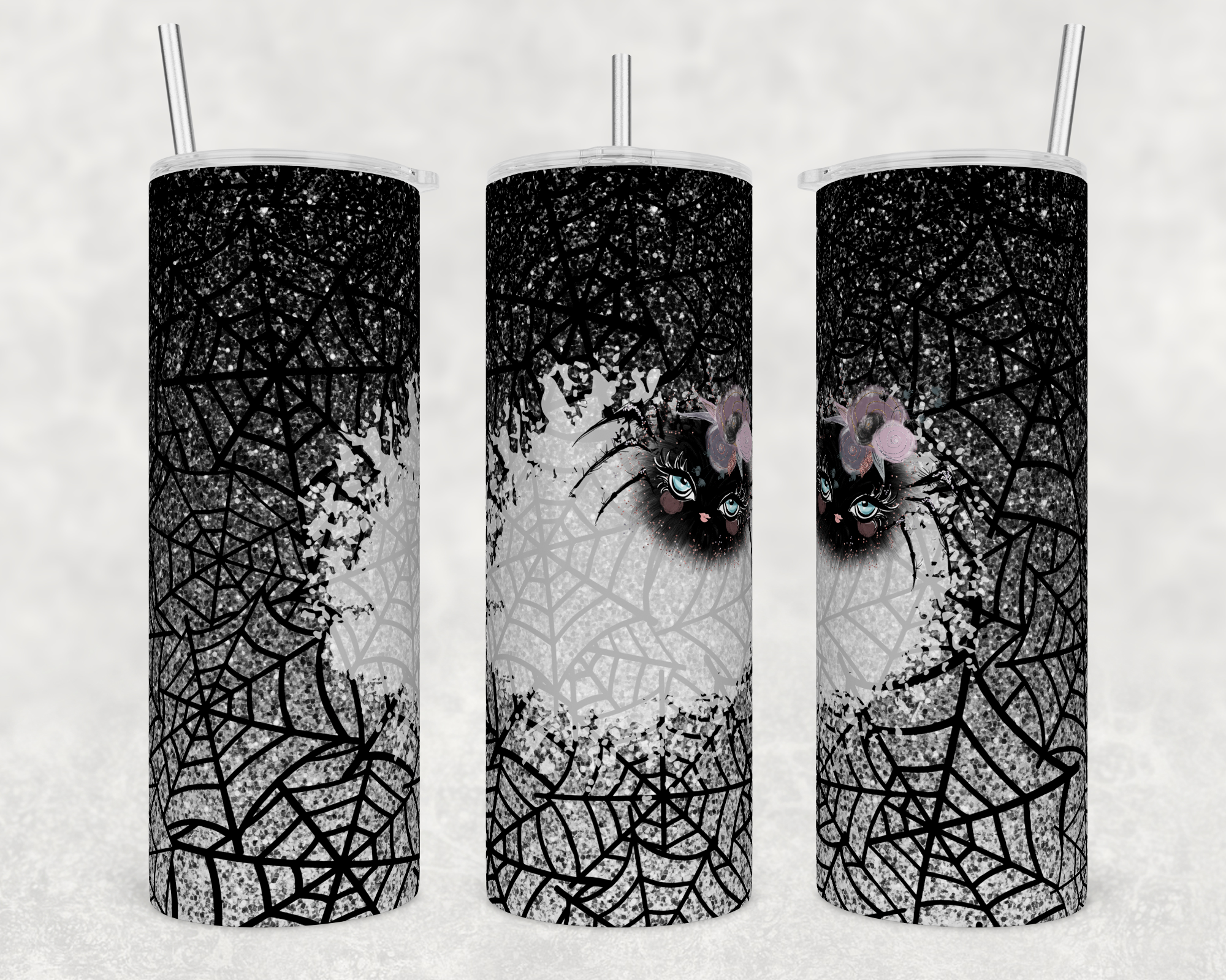 Black Spider - Halloween - Sublimation or Waterslide Wrap - 20oz and 30oz