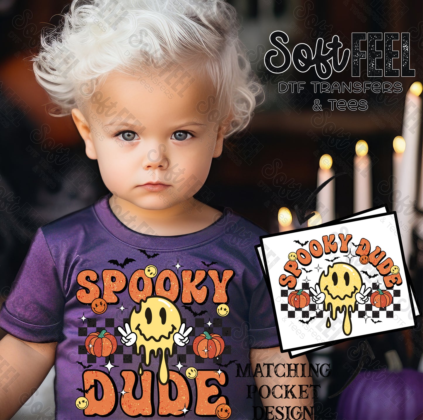 Spooky Dude Halloween - Youth - Direct To Film Transfer / DTF - Heat Press Clothing Transfer