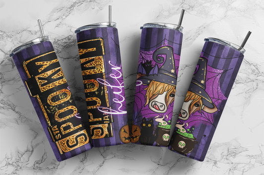 Spooky Heifer Highland Cow - Halloween - Sublimation or Waterslide Wrap - 20oz and 30oz