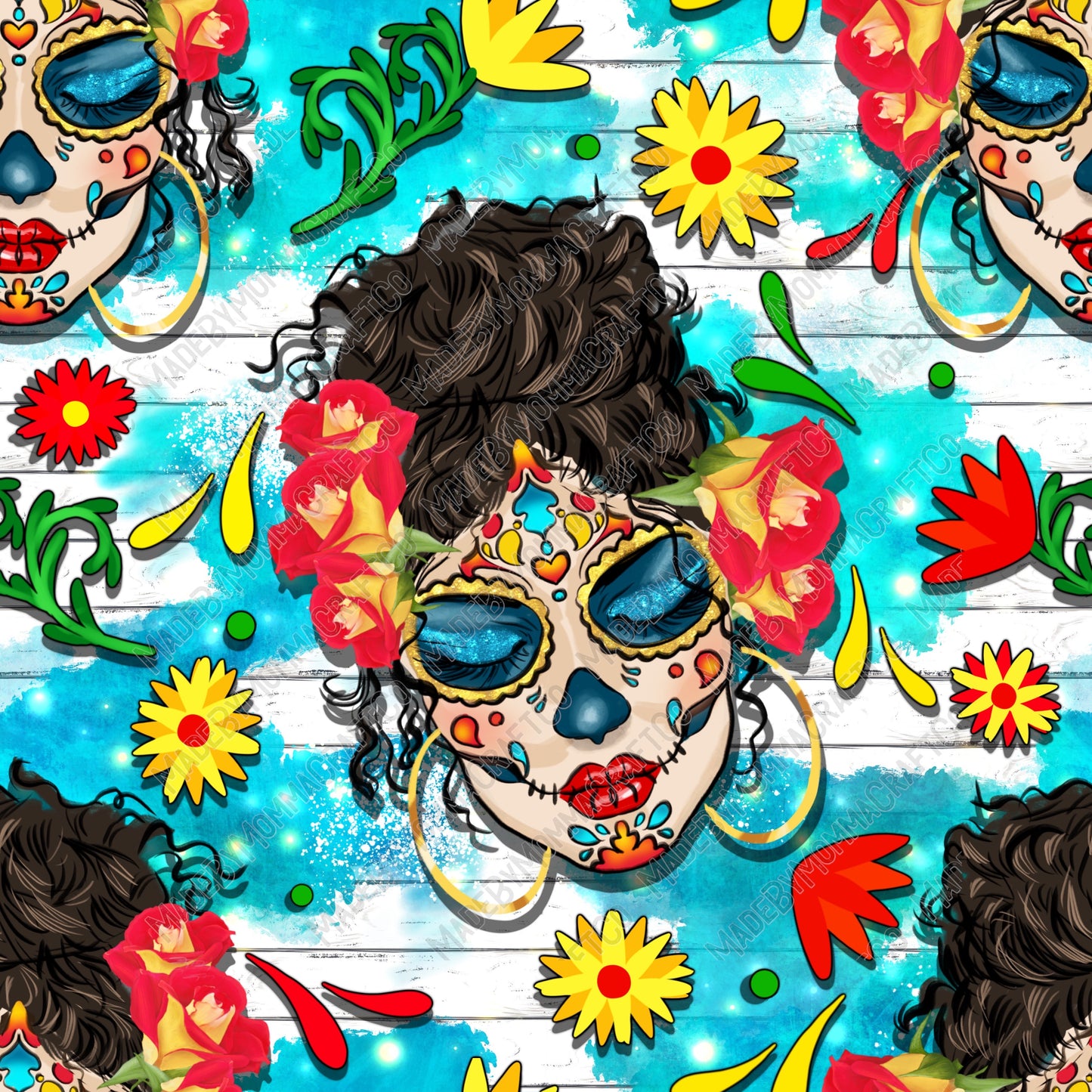 Sugar Skull Woman - Vinyl Or Waterslide Seamless Wrap