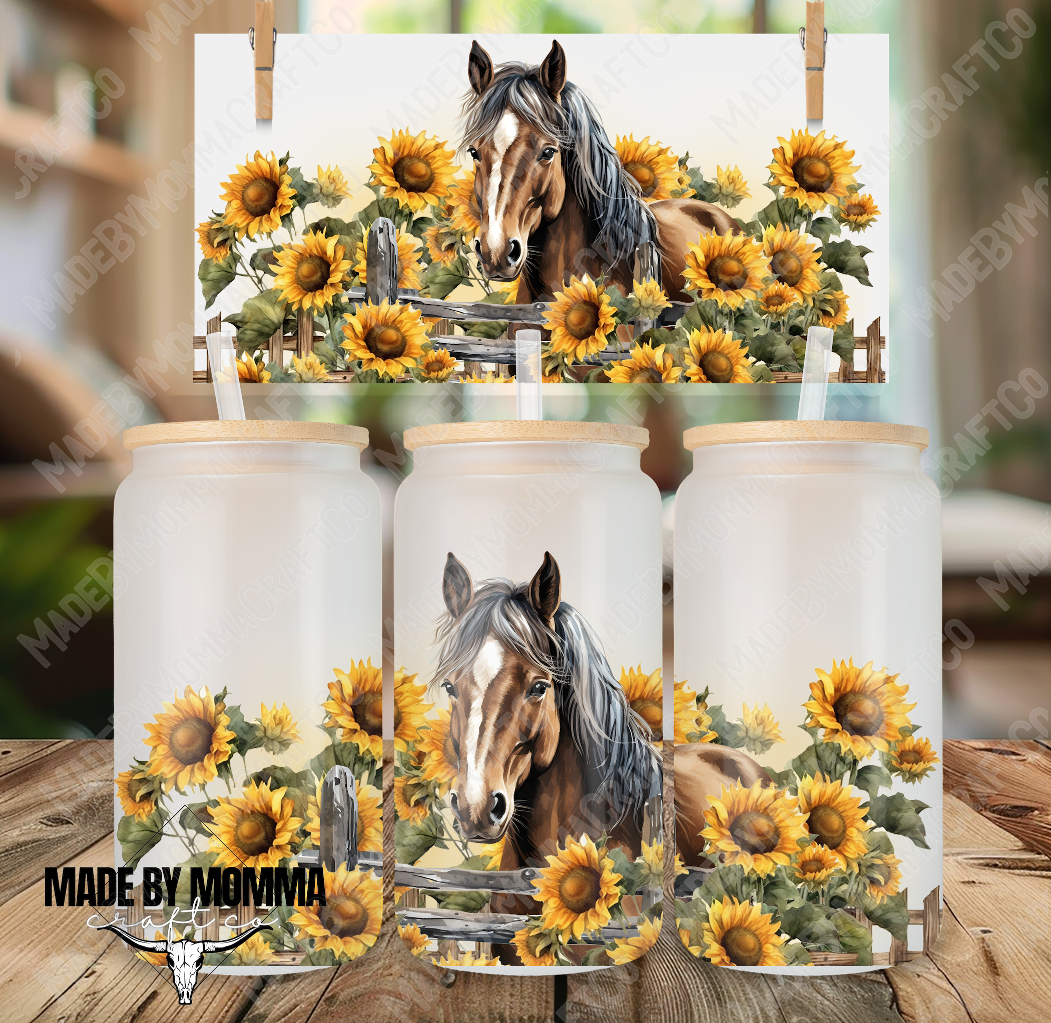 Sunflower Horse Western 16oz UV DTF or Sublimation Wrap