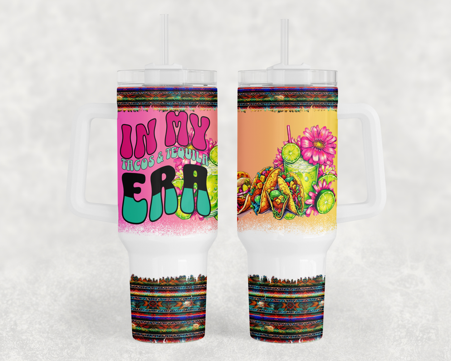 Taco Era - 40oz Handle Tumbler - Sublimation or Waterslide Wrap