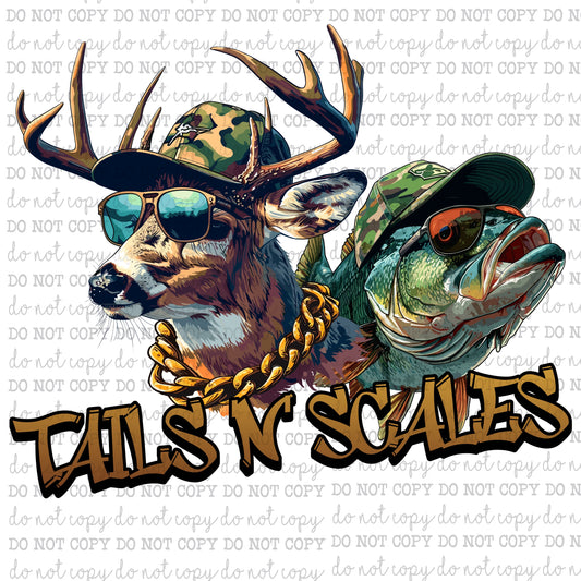 Tail And Scales - Hunting / Fishing - Cheat Clear Waterslide™ or Cheat Clear Sticker Decal