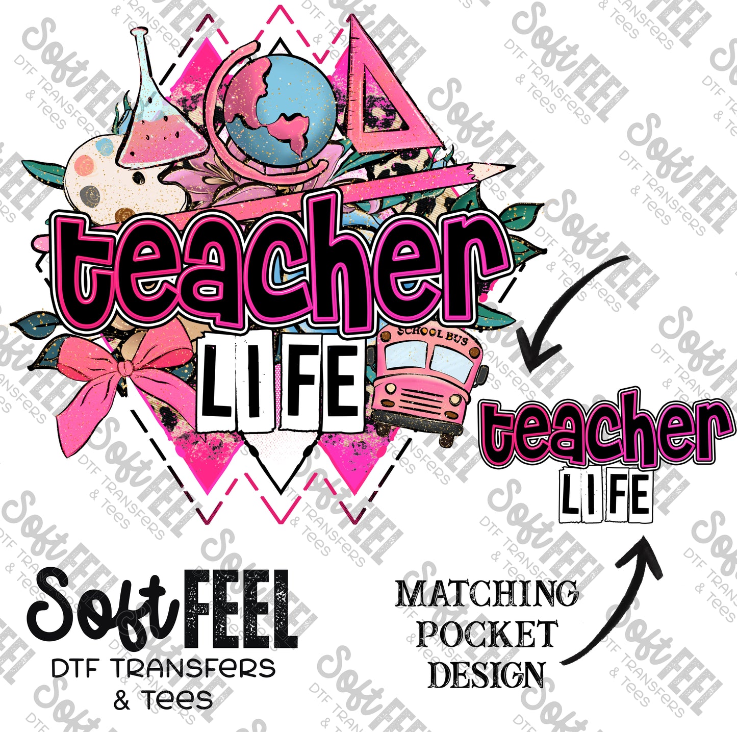 Teacher Life Pink - School and Teacher - Direct To Film Transfer / DTF - Heat Press Clothing Transfer