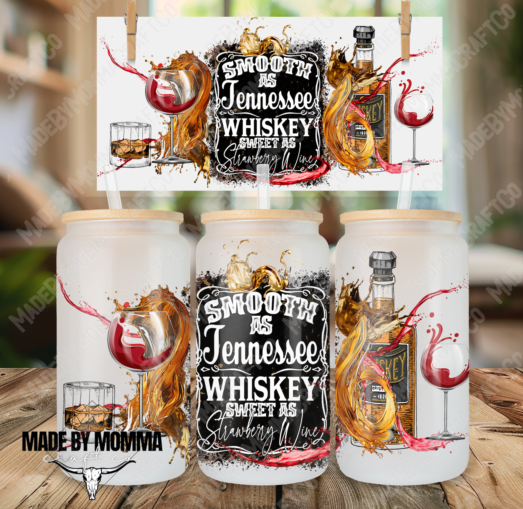 T Whiskey Country Western 16oz UV DTF or Sublimation Wrap