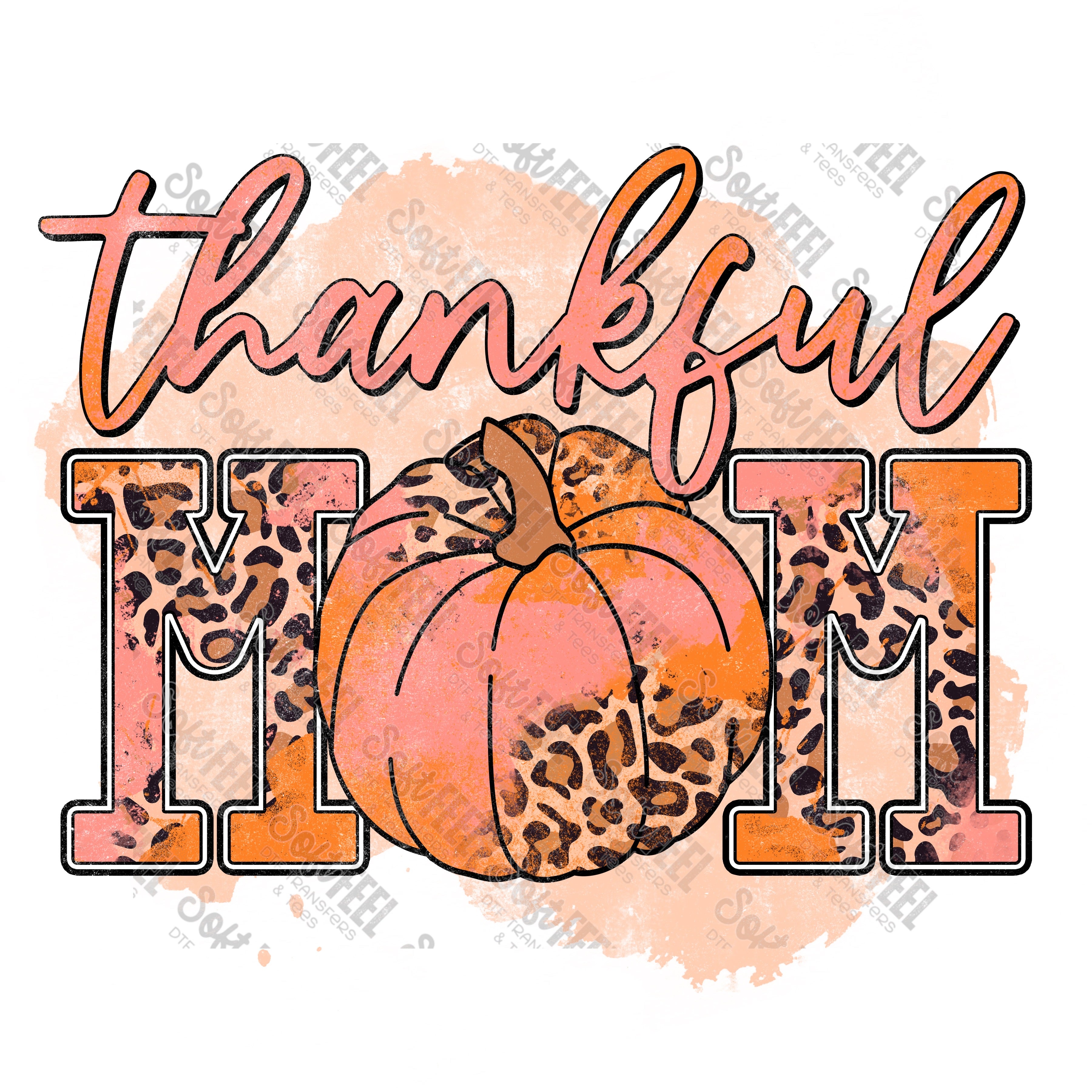 Thankful Mom - Retro / Women&#39;s / Fall - Direct To Film Transfer / DTF - Heat Press Clothing Transfer