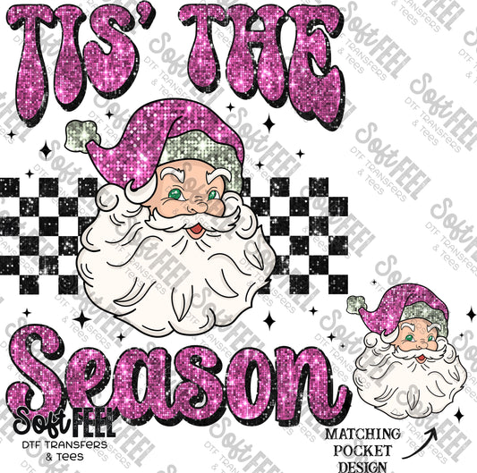 Tis The Season Faux Sequin Santa - Christmas - Direct To Film Transfer / DTF - Heat Press Clothing Transfer