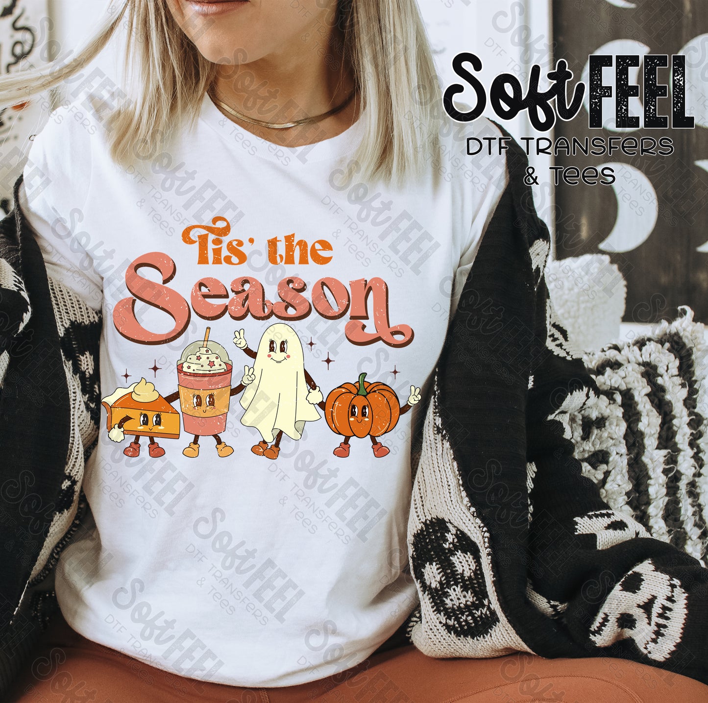 Tis The Season Ghosts Characters - Retro / Fall - Direct To Film Transfer / DTF - Heat Press Clothing Transfer