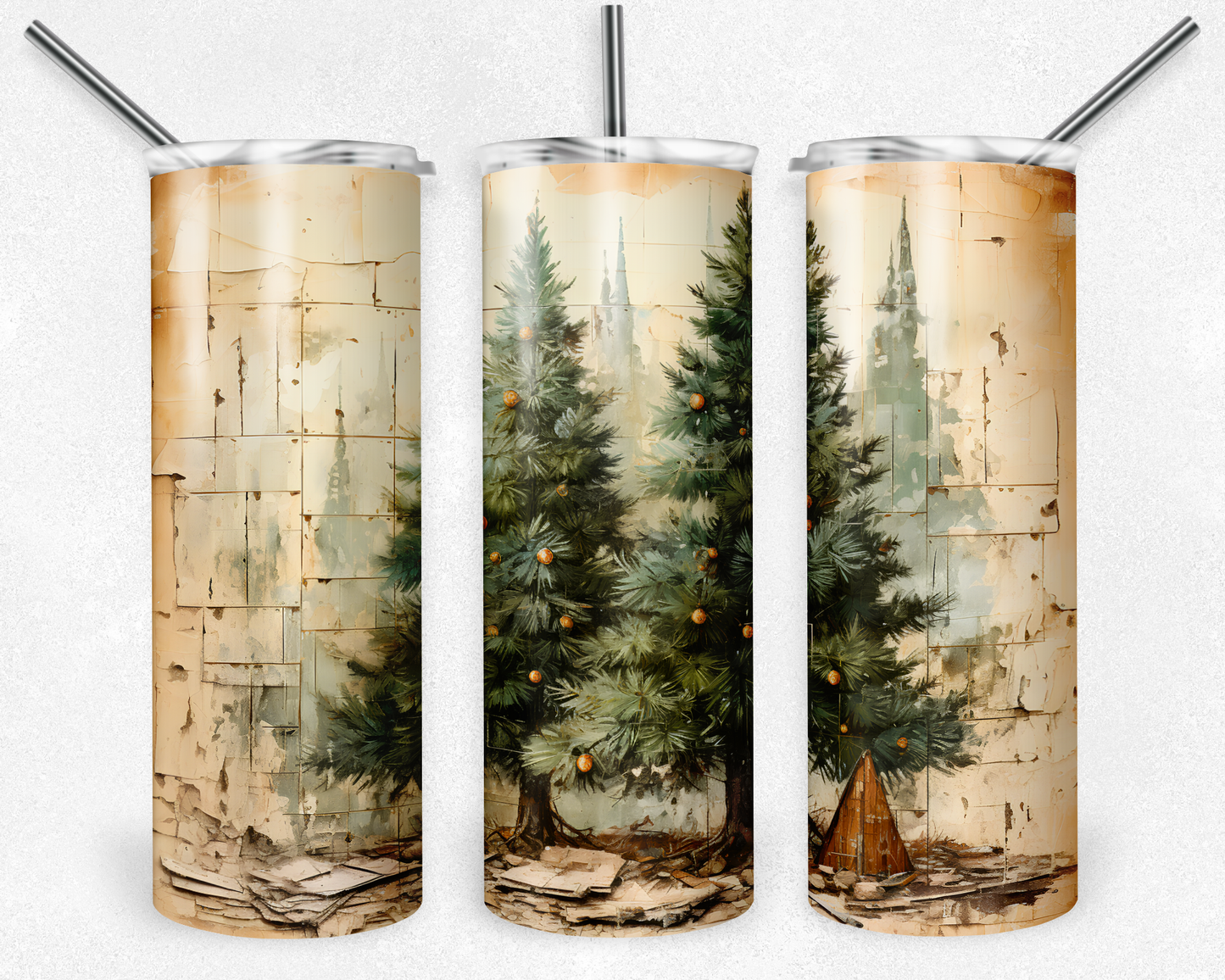 Vintage Tree - Sublimation or Waterslide Wrap - 20oz and 30oz