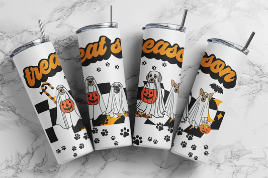 Treat Season Dog Ghosts - Halloween - Sublimation or Waterslide Wrap - 20oz and 30oz