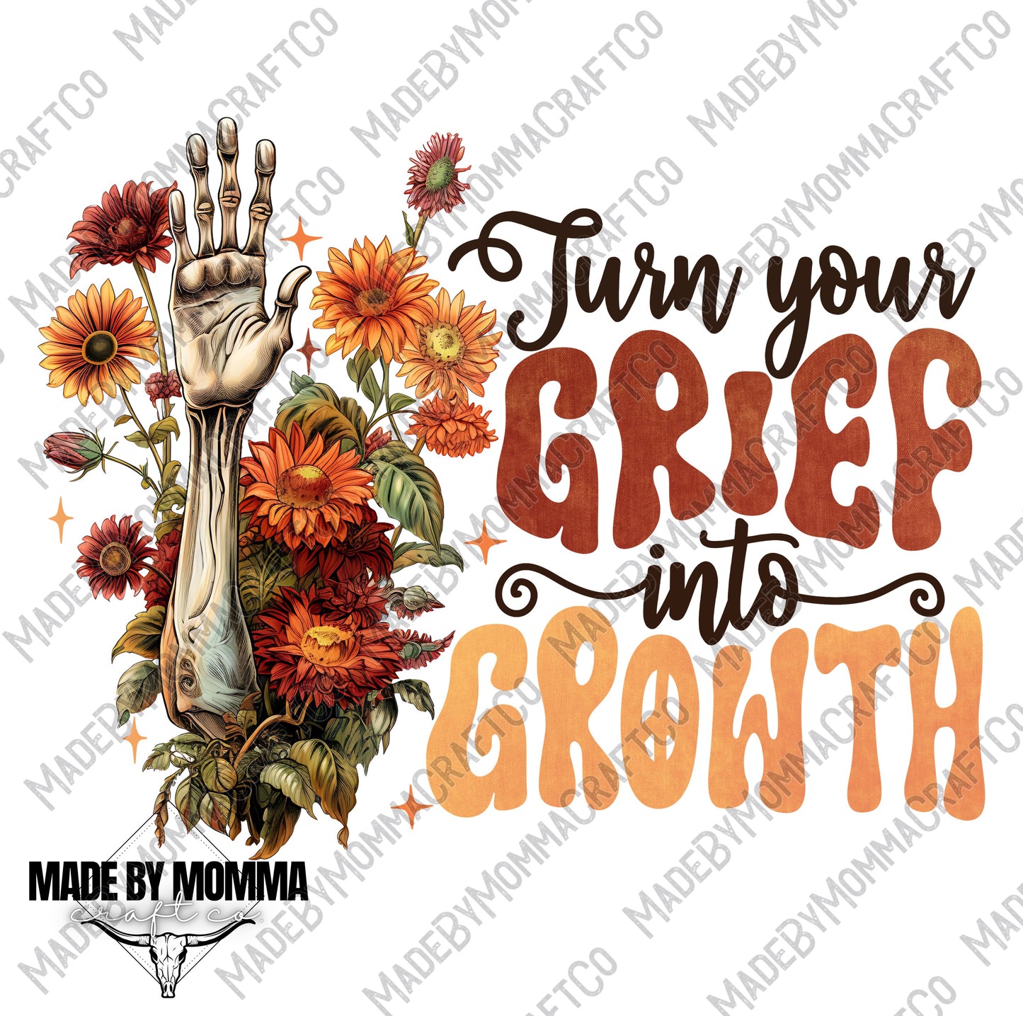 Turn Your Grief Into Growth - Halloween - Cheat Clear Waterslide™ or White Cast Sticker