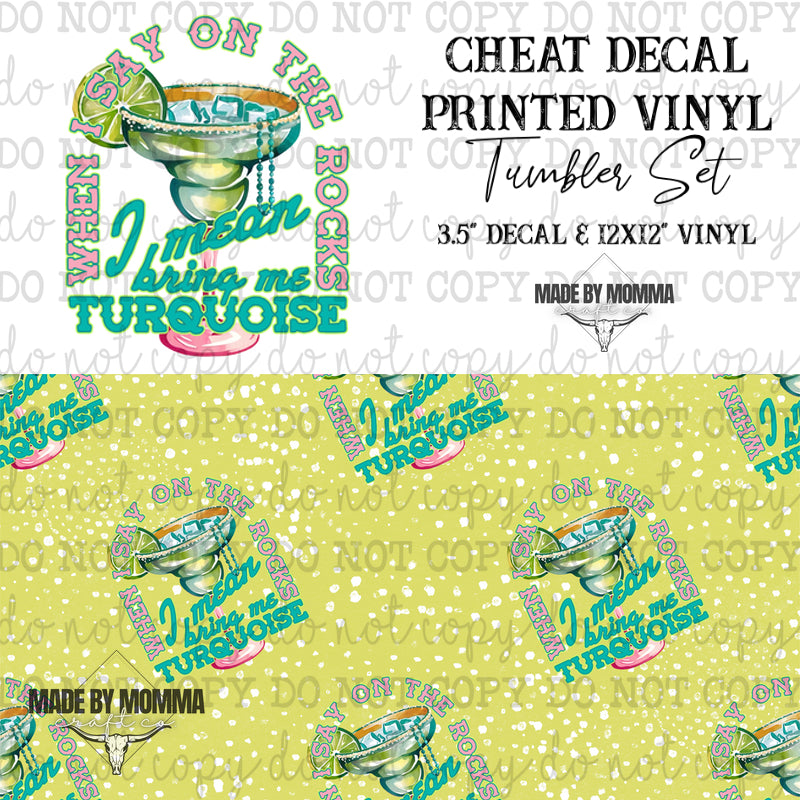 Turquoise on the Rocks Western - Vinyl &amp; Decal Tumbler Set